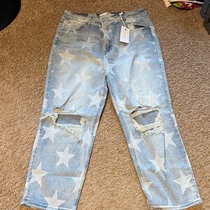 Starry Light Blue Boyfriend Jeans